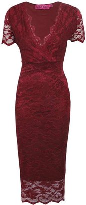 boohoo Hollie Scallop Lace Plunge Bodycon Dress