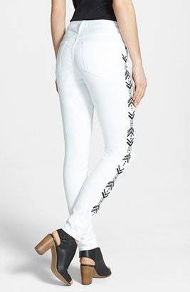 CJ by Cookie Johnson 'Wisdom' Chevron Embroidered Ankle Skinny Jeans (Optic White)