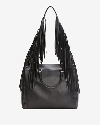 Sara Battaglia Teresa Fringe Shoulder Bag: Black