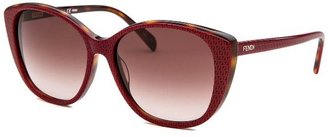 Fendi Women's Cat Eye Black and Red Light Havana Sunglasses