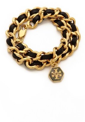 Tory Burch Leather & Chain Wrap Bracelet