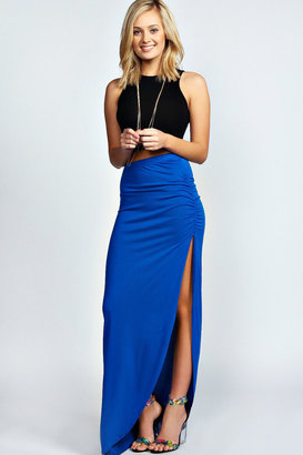 boohoo Tamsin Ruched Side Jersey Maxi Skirt
