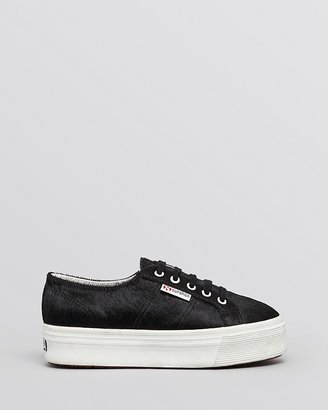 Superga Lace Up Sneakers - Double Platform Haircalf