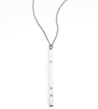 Jennifer Zeuner Jewelry Diamond Bar Pendant Necklace/Sterling Silver