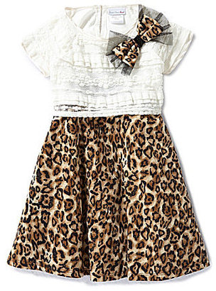 Sweet Heart Rose 2T-6X Popover-Lace-Bodice Leopard-Print Dress