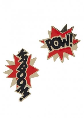 Noir X DC Comics Kaboom Pow 18 karat gold plated earrings
