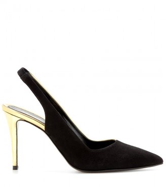 Fendi Anne leather and suede sling-back pumps