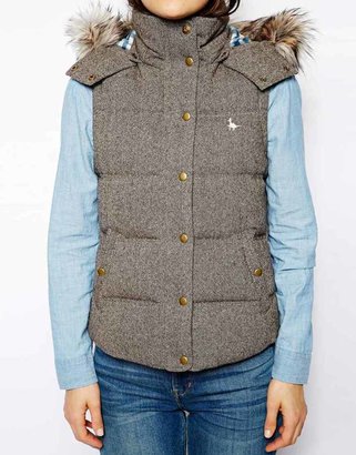 Jack Wills Gilet With Faux Fur Trimmed Hood