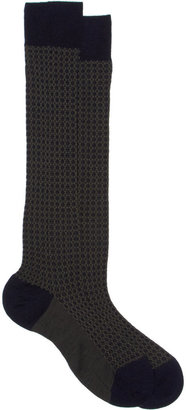 Barneys New York Geometric-Patterned Rib-Knit Knee Socks