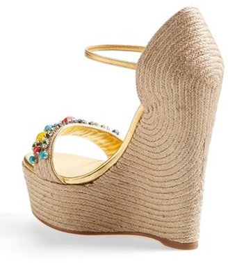 Gucci 'Carolina' Jeweled Wedge Sandal (Women)