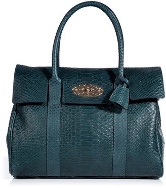 Mulberry Petrol Silky Snake Print Leather Bayswater Bag