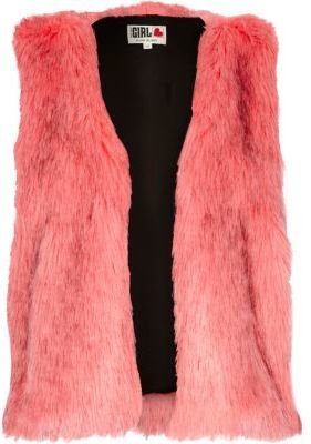 River Island Pink Chelsea Girl cropped faux fur gilet