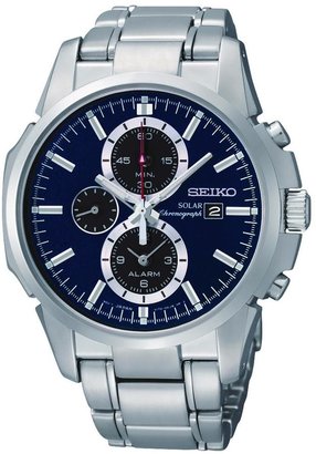 Seiko Blue Dial Stainless Steel Chronograph Solar Mens Watch
