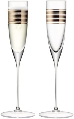 LSA International Garbo flute thin blush gold bands glasses set of2