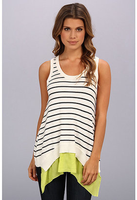 Central Park West Stripe Tank With Sheer
