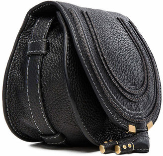 Chloé Small Marcie Grained Calfskin Saddle Bag in Black | FWRD