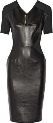 Roland Mouret Nabis paneled leather and crepe dress