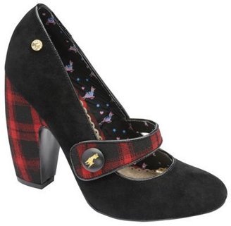 Babycham Black 'Moon Check' mary jayne block heel shoes