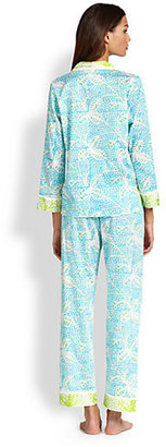 Oscar de la Renta Sleepwear Printed Cotton Sateen Pajama Set
