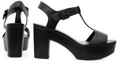 New Look Wide Fit Black T-Bar Strap Block Heels