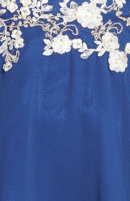 Faviana Embellished Chiffon Fit & Flare Dress