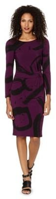 Betty Jackson Designer dark purple scribble print dress