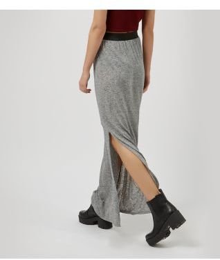 New Look Grey Contrast Waist Flecked Split Side Maxi Skirt