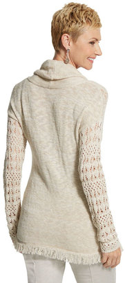 Chico's Tiffany Fringe Cowl Neck Sweater