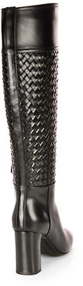 Bottega Veneta Woven Leather Knee-High Boots