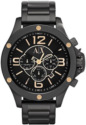 Armani Exchange Chronograph Black Dial And Black IP Plated Bracelet Mens Watch