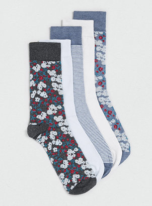 Topman Floral Knitted 5 Pack Of Socks