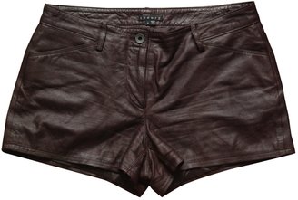 Theory Burgundy Leather Shorts