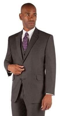 Centaur Big & Tall Grey semi plain big and tall 2 button suit jacket