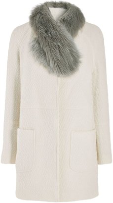 Next Faux Fur Trim Bouclé Coat