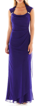 JCPenney Scarlett Cap-Sleeve Embellished Draped Gown
