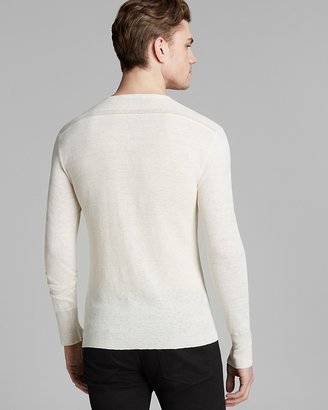 John Varvatos Collection Long Sleeve Mixed Rib Henley Sweater