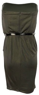 Jessica Simpson Women's Cascade Pockets Metallic Belted Strapless Dress