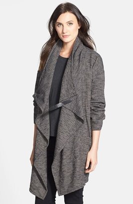 Eileen Fisher High Collar Wool Blend Drape Front Coat