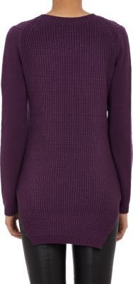 Barneys New York Mixed-Knit Sweater-Purple