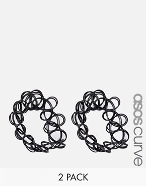 ASOS Curve CURVE Pack of 2 Tattoo Rings - Black