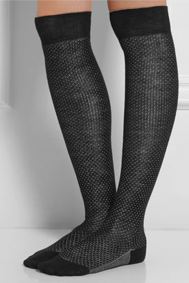 Maria La Rosa Pindot over-the-knee wool and silk-blend socks