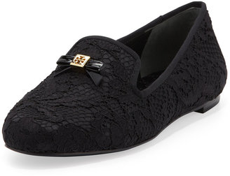 Tory Burch Chandra Lace Bow Loafer, Black