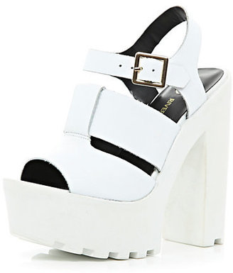 River Island Womens White cleated sole platform sandals