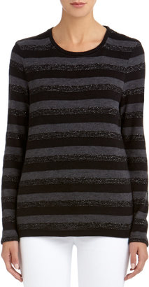 Jones New York Long Sleeve Striped Crew Neck Sweater