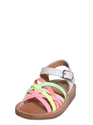 Pom D'Api Patent And Pearlescent Leather Sandals