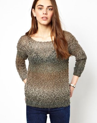 Vero Moda Fluffy Stripe Sweater - Grey