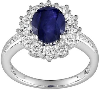 Sterling silver sapphire diamond accent & lab-created white sapphire ring