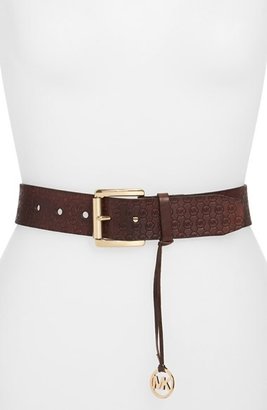 MICHAEL Michael Kors Logo Embossed Leather Belt