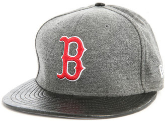 New Era Boston Jersey Leather Strapback Cap