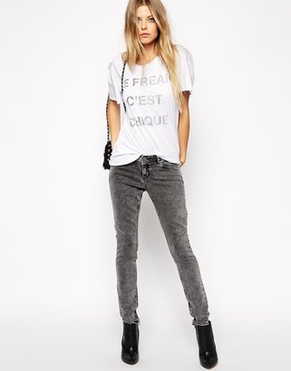 ASOS Whitby Skinny Low Rise Jeans in Grey Pale Pepper Wash